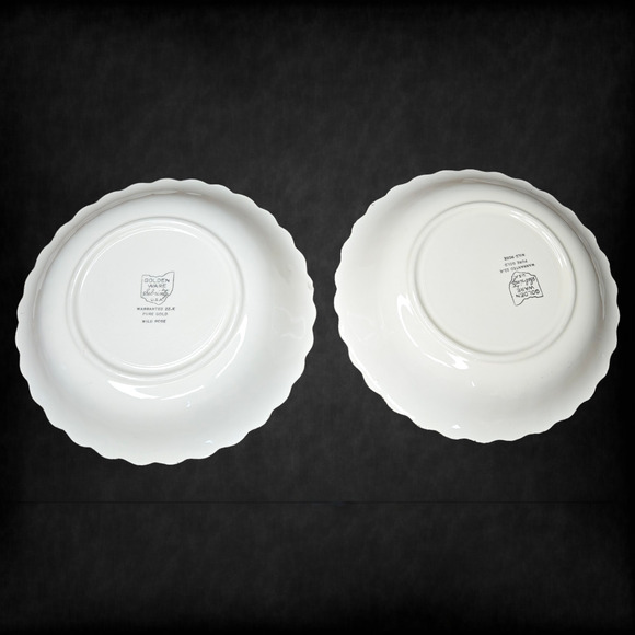 1940s Vintage Sebring Golden Ware Wild Rose 22K Gold Rimmed Bowls Set of 2 - Picture 9 of 16